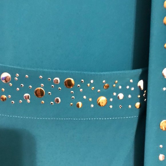 J.T.B. Woman size 18/20 short sleeved jacket with mock tank in aqua - Picture 12 of 12